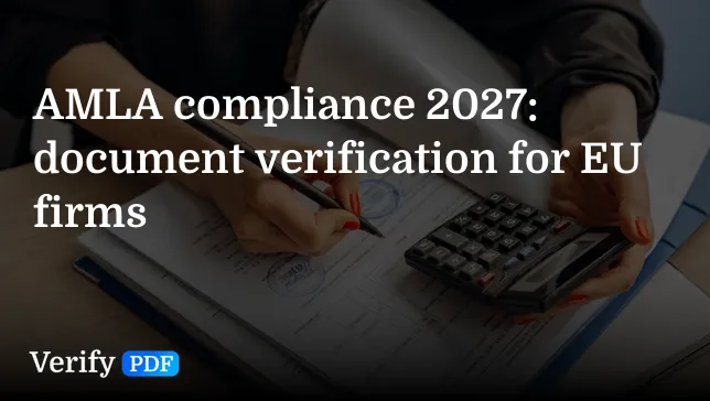 AMLA compliance 2027: document verification for EU firms